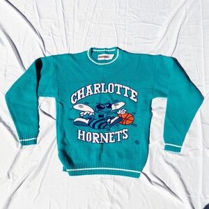 vintage charlotte hornets sweater blue 90s child size large, women's small
